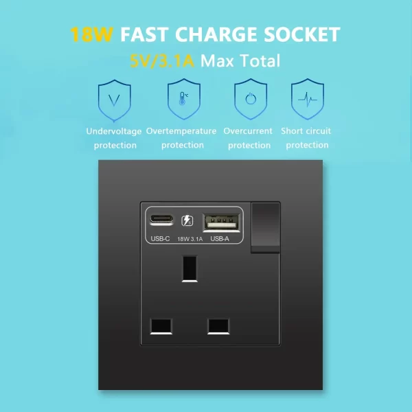 Smart Switch Black UK 13A - Image 5